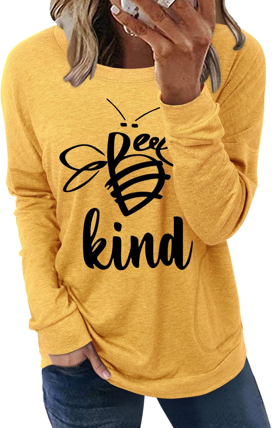 ONLYSHE Womens Crewneck Sweatshirt Casual Loose Fitting Tops Long Sleeve T Shirt