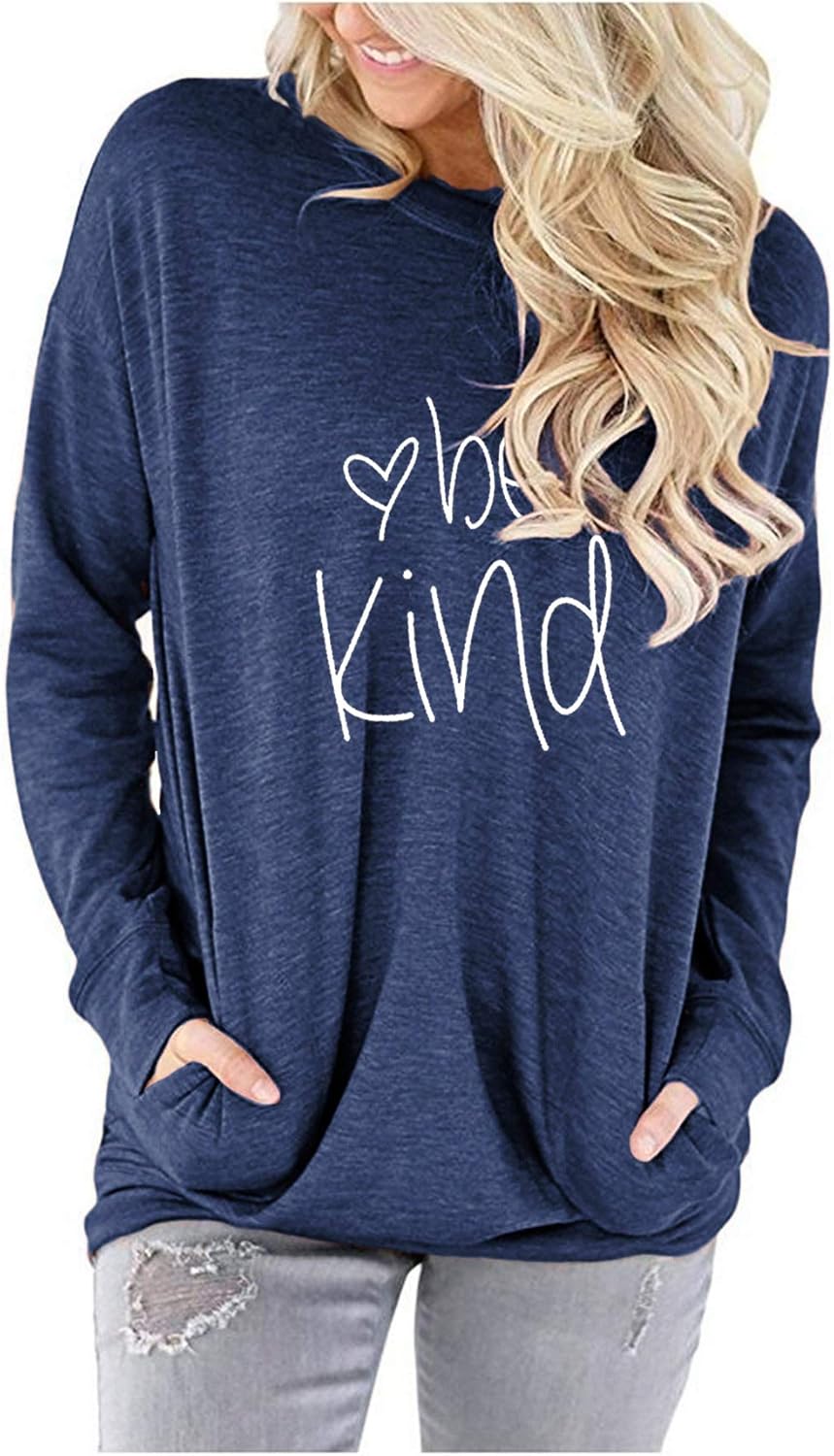 ONLYSHE Womens Crewneck Sweatshirt Casual Loose Fitting Tops Long Sleeve T Shirt